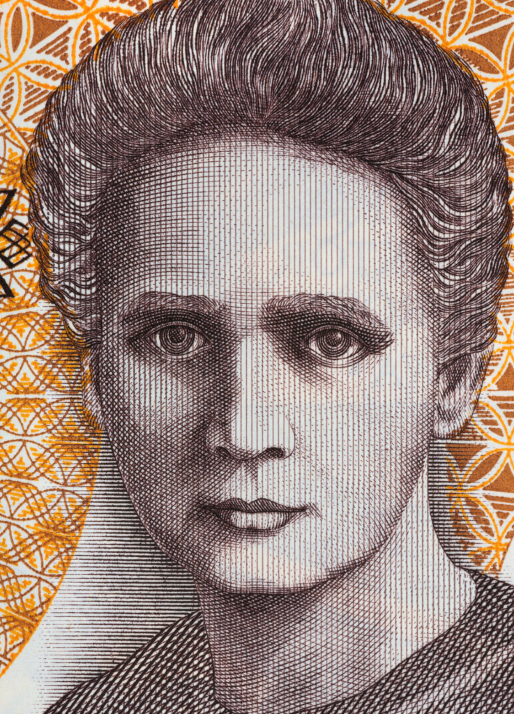 Portrait von Marie Curie auf einem alten polnischen Geldschein 