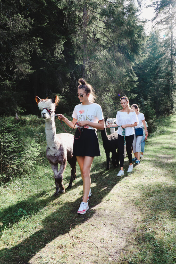 Leonie Werus bei der Alpaka-Wanderung in Seefeld